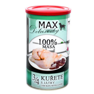 MAX Deluxe Dog 100% Meat 3/4 Chicken & Liver Консервоване м'ясо для собак Куряча Чверть з Печінкою MAX Deluxe Dog 100% Meat 3/4 Chicken & Liver Консервоване м'ясо для собак Куряча Чверть з Печінкою