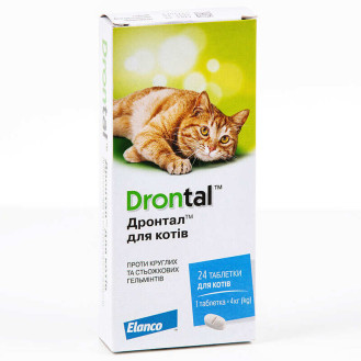 Elanco Drontal Cats Таблетки для котят и взрослых котов против круглых и ленточных гельминтов Дронтал