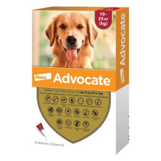 Elanco Advocate Dogs Антипаразитарные капли для собак от блох, гельминтов и кожных клещей Адвокат (10-25 кг)