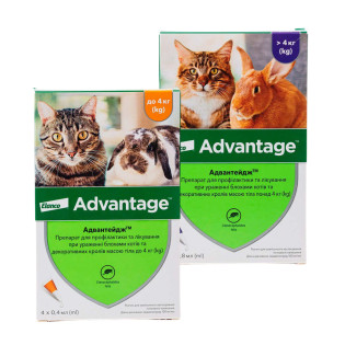 Elanco Advantage Cats & Rabbits Антипаразитарные капли для котов и кроликов от блох, вшей и власоедов Адвантейдж
