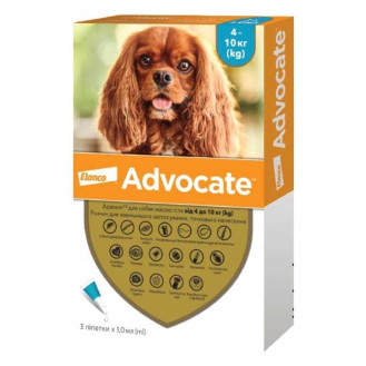 Elanco Advocate Dogs Антипаразитарные капли для собак от блох, гельминтов и кожных клещей Адвокат (4-10 кг)