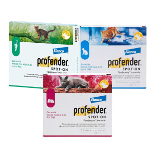Elanco Profender Spot-on Cats Краплі на холку для кошенят та котів проти круглих і стьожкових гельмінтів Профендер Elanco Profender Spot-on Cats Краплі на холку для кошенят та котів проти круглих і стьожкових гельмінтів Профендер