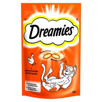 Dreamies Chicken Ласощі для котів Подушечки з апетитною Курочкою