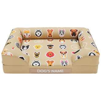 BullyBillows Luxury Dog Bed Beige Edition Ортопедична лежанка для собак зі знімним непромокальним чохлом