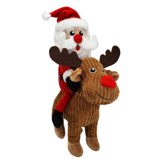 Nobby Xmas Plush Santa Reindeer Новогодние мягкие игрушки для собак Плюшевый Санта на Олене с пищалкой