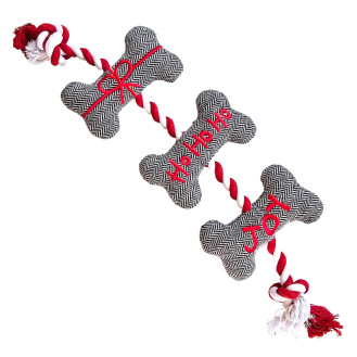 Nobby Xmas Ropes Bone Новогодние мягкие игрушки для собак Тканевые Косточки на канате с пищалкой