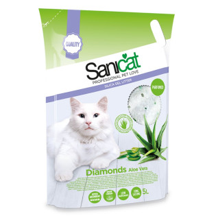 Sanicat Diamonds Aloe Vera Силікагелевий поглинаючий наповнювач для котів з ароматом алое вера Sanicat Diamonds Aloe Vera Силікагелевий поглинаючий наповнювач для котів з ароматом алое вера
