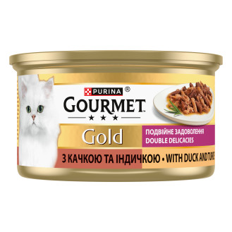 Purina Gourmet Gold Double Pleasure Duck & Turkey Консерва для котов Двойное Удовольствие с Уткой и Индейкой