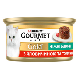 Purina Gourmet Gold Tender Bits Beef & Tomatoes Консерва для котов Нежные Биточки с Говядиной и Томатами