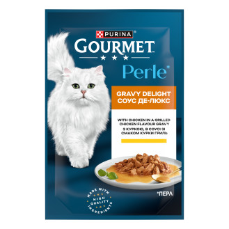 Purina Gourmet Perle Gravy Delight Chicken Влажный корм для кошек с Курицей в соусе со вкусом Курицы Гриль