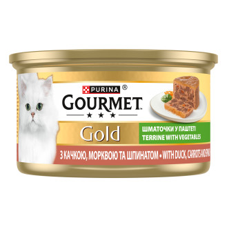 Purina Gourmet Gold Pieces in Pate Duck, Carrot & Spinach Консерва для котов Кусочки в Паштете з Уткой, Морковью и Шпинатом