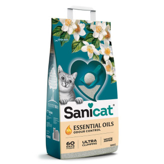 Sanicat Essential Oils Ultra Clumping White Jasmine Ультракомкующийся белый наполнитель для котов с эфирным маслом жасмина