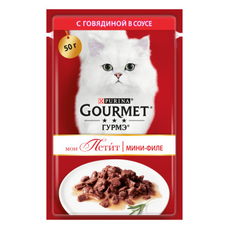 Purina Gourmet Mon Petit Beef in Gravy Влажный корм для кошек Мини-филе с Говядиной в соусе
