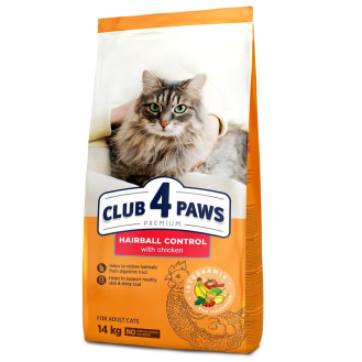 Club 4 Paws Premium Hairball Control Сухой корм для котов с Курицей, контроль выведения шерсти из желудка
