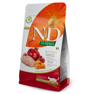 Farmina N&D Pumpkin Neutered Quail & Pomegranate Беззерновой сухой корм для стерилизованных кошек с Перепелкой, Тыквой и Гранатом