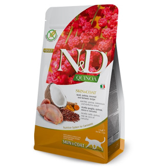 Farmina N&D Quinoa Skin & Coat Quail Беззерновой сухой корм для здоровья кожи и шерсти котов с Перепелкой и Киноа