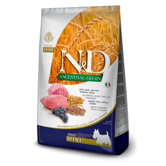 Farmina N&D AG Mini Adult Lamb & Blueberry Сухой корм для собак маленьких пород с Ягненком, Черникой и Злаками