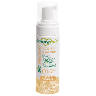 Amoremio Green Dry BIO Shampoo Milk & Vanilla Сухий шампунь для собак та котів без спирту і SLES Молоко та Ваніль