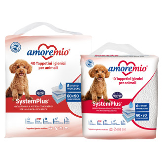 Amoremio Dog Training Pads SystemPlus Шестислойные впитывающие пеленки для собак на липучках 60 х 90 см