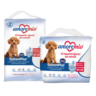 Amoremio Dog Training Pads SystemPlus Шестислойные впитывающие пеленки для собак на липучках 60 х 60 см