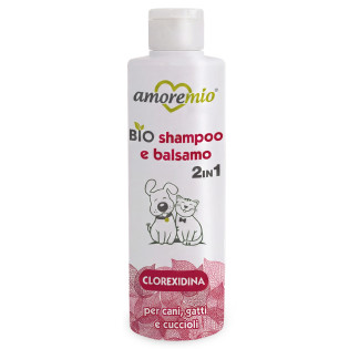 Amoremio BIO 2 in 1 Chlorhexidine Шампунь-кондиціонер для собак та котів без спирту і парабенів Хлоргексидин