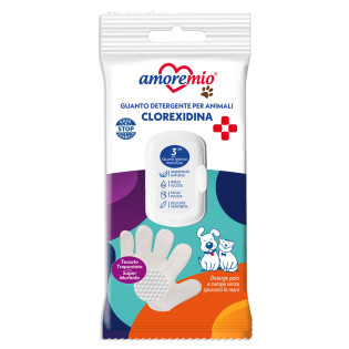 Amoremio Wet Wipes-Glove Chlorhexidine Очищуючі вологі рукавички для собак та котів з Хлоргексидином