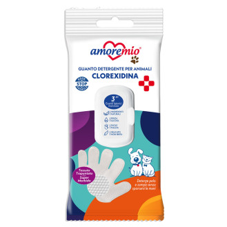 Amoremio Wet Wipes-Glove Chlorhexidine Очищуючі вологі рукавички для собак та котів з Хлоргексидином