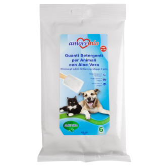 Amoremio Wet Wipes-Glove Aloe Vera Очищуючі вологі рукавиці для собак та котів з Алое Вера