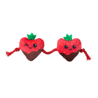 FuzzYard Catnip Rope Strawberry Hearts Игрушка для котов с кошачьей мятой Два Клубничных Сердечка на веревке